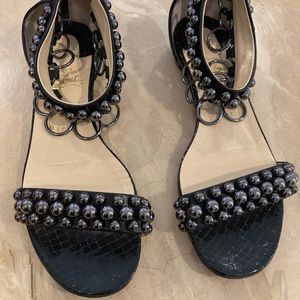 Elegant Black Beaded Sandals